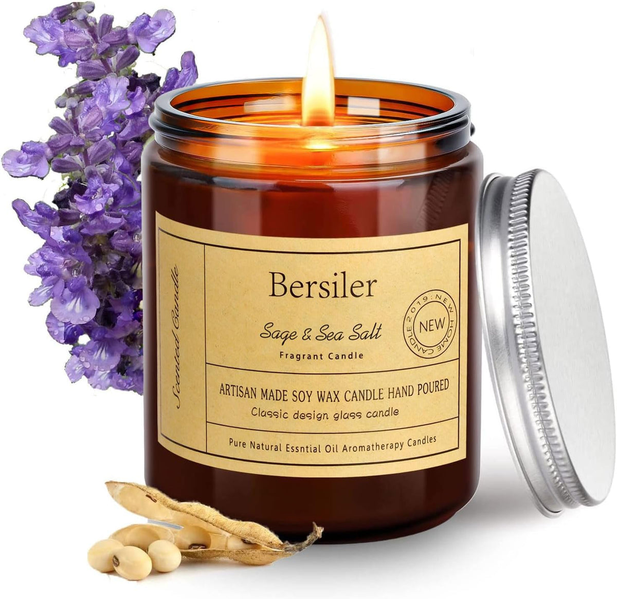 Sage and Sea Salt Soy Wax Candle product photo