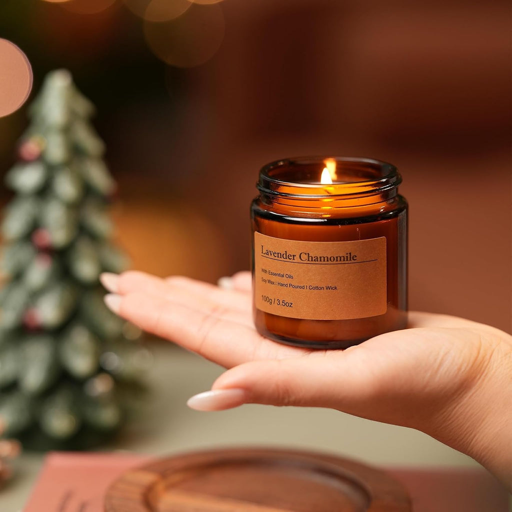 Fall Candles Gift Set – 8 Pack Vintage Amber Glass Jar Candles,Scents for Home, Gift for Women,Aromatherapy Soy Wax Candles,Cozy Home Décor,Premium Box