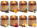 Fall Candles Gift Set – 8 Pack Vintage Amber Glass Jar Candles,Scents for Home, Gift for Women,Aromatherapy Soy Wax Candles,Cozy Home Décor,Premium Box