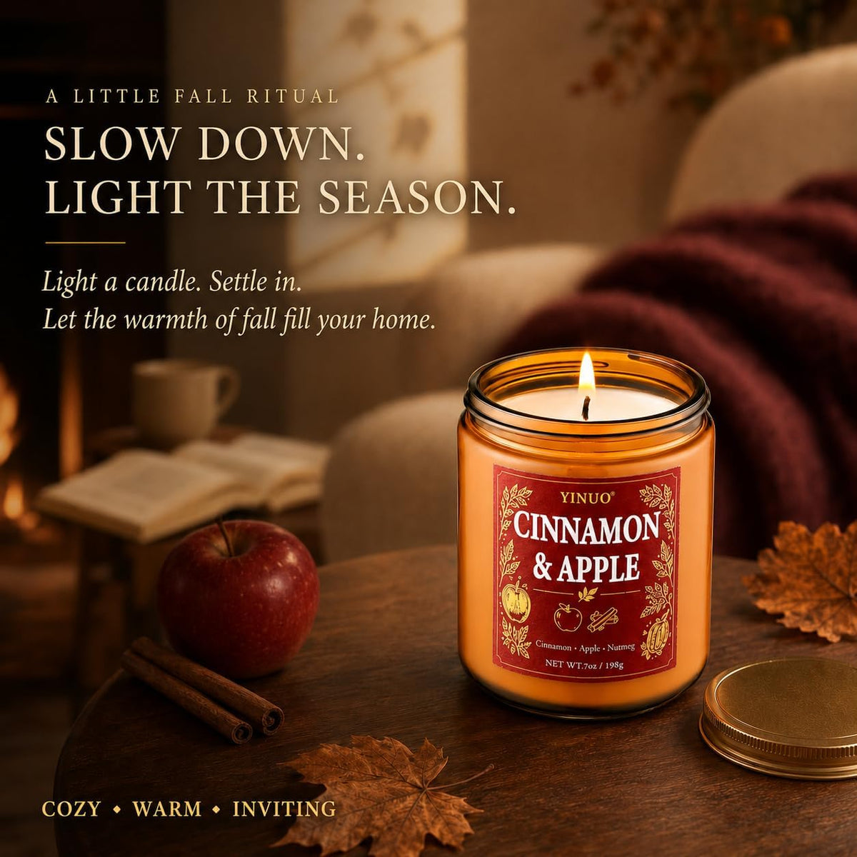 Fall Scented Candles Gift Set, 4 Pack Soy Coconut Wax Pumpkin Candle Set