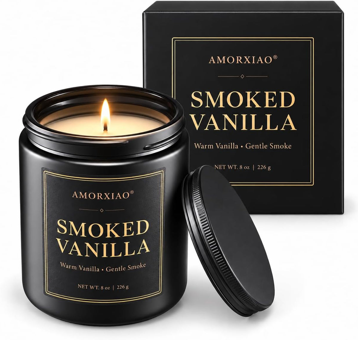 Smoked Vanilla Soy Candle in Matte Black Glass, 8 oz product photo