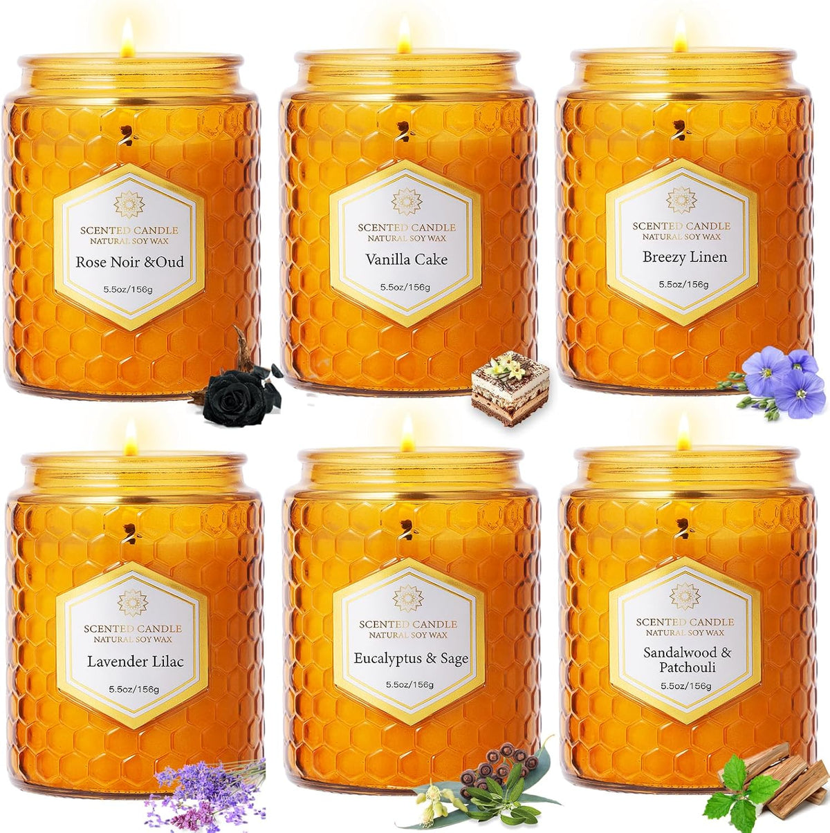6 Pack Natural Soy Wax Jar Candles for Home, Scented Aromatherapy Gift Set for Women, 33 Oz 240 Hour Long Lasting Candles Gifts for Mothers Day Birthday Women Valentine'S Day