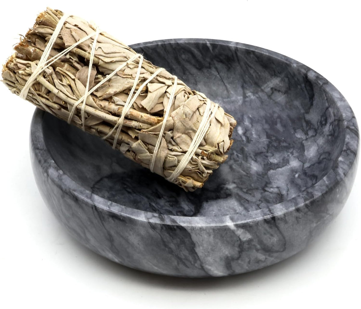 Natural Marble Incense Burner, Stick and Reflux Incense Holder, Handmade Stick Incense Burner, Ideal for Incense Smoking, Incense Burning and Decoration (Extra Large 5.91Inblack)