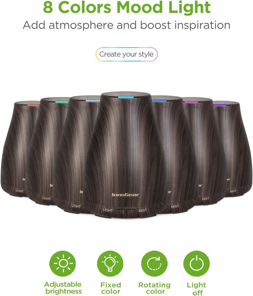 100Ml Essential Oil Diffuser for Home with 6 Oils Gift Set, Brown