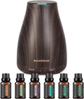 100Ml Essential Oil Diffuser for Home with 6 Oils Gift Set, Brown