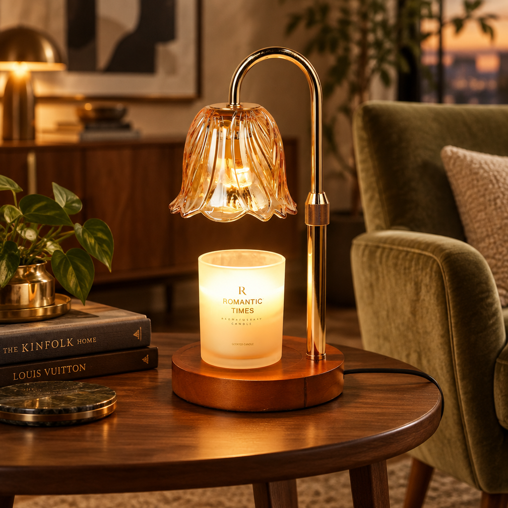Gold Candle Warmer Lamp with Timer and Dimmer