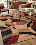 Retro Overlapping Circles Area Rug 5x7 Warm Earth Tones
