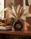 Matte Black Donut Vase, Hollow Ceramic