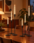 Black Taper Candle Holders, Set of 6, Three Heights
