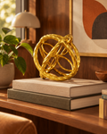 Gold Decorative Sphere Hand Painted styled in a room