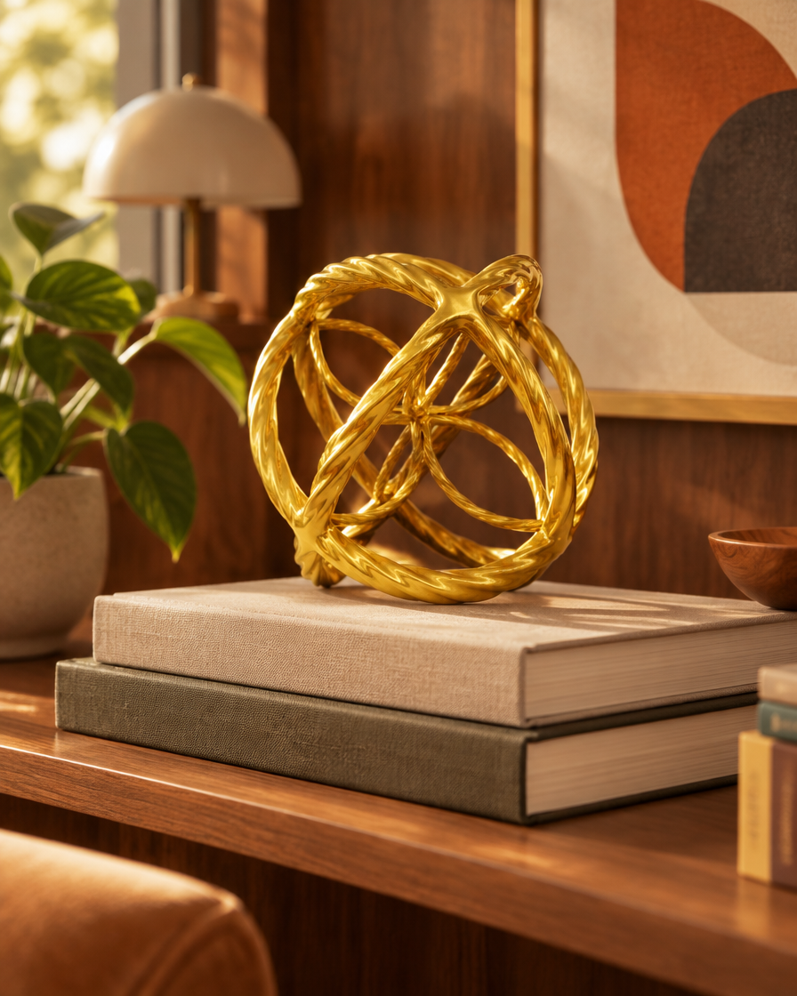 Gold Decorative Sphere Hand Painted