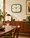 Retro Rectangular Wall Clock, Green styled in a room