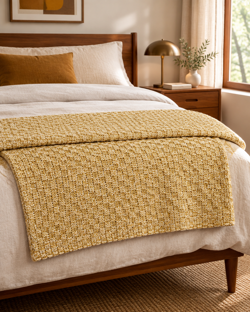 Cotton Knit Throw Blanket, 51x63 Inches