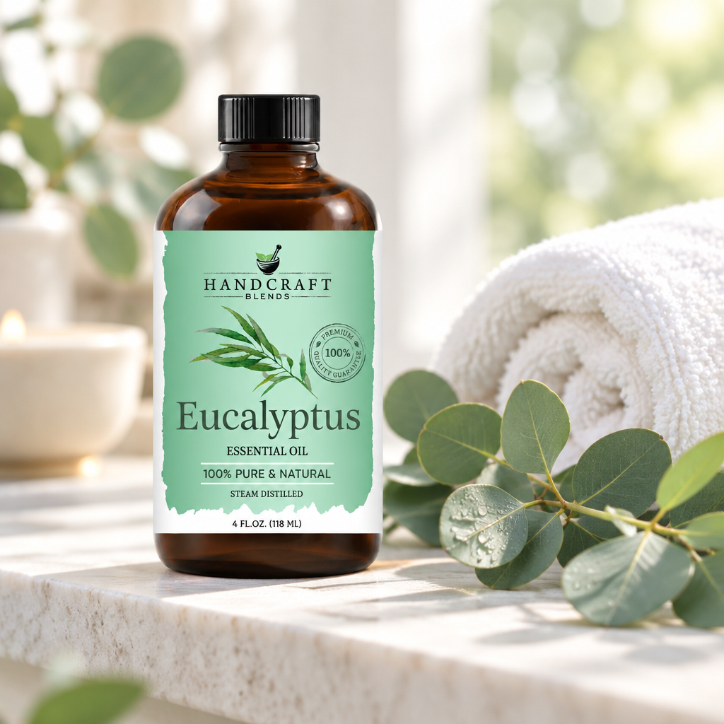 Eucalyptus Essential Oil, 4 fl oz styled in a room