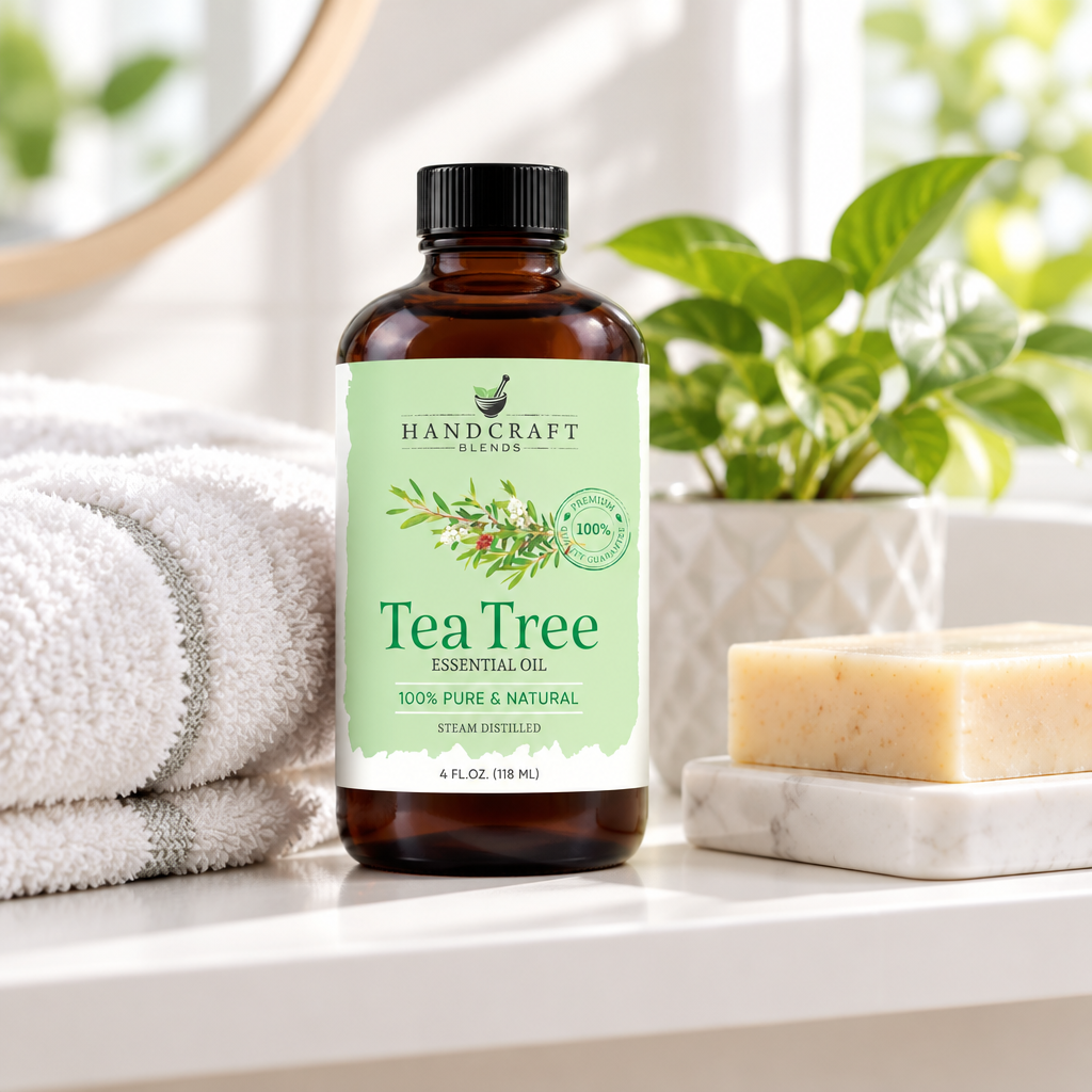 Tea Tree Essential Oil, 4 fl oz styled in a room