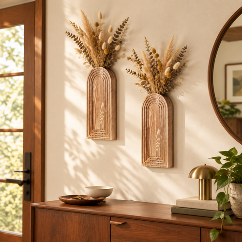Arched Wood Wall Vases lifestyle photo 2