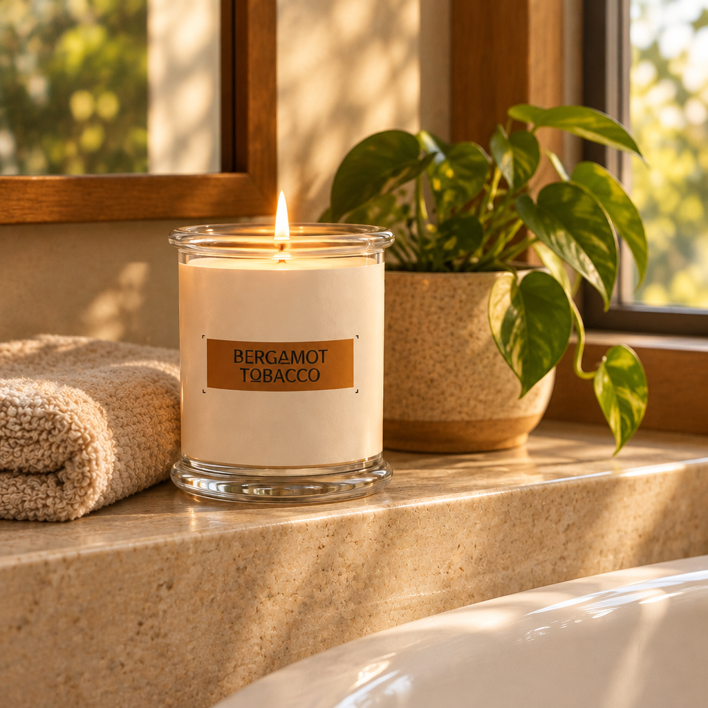 Bergamot Tobacco Luxury Scented Candle lifestyle photo 3