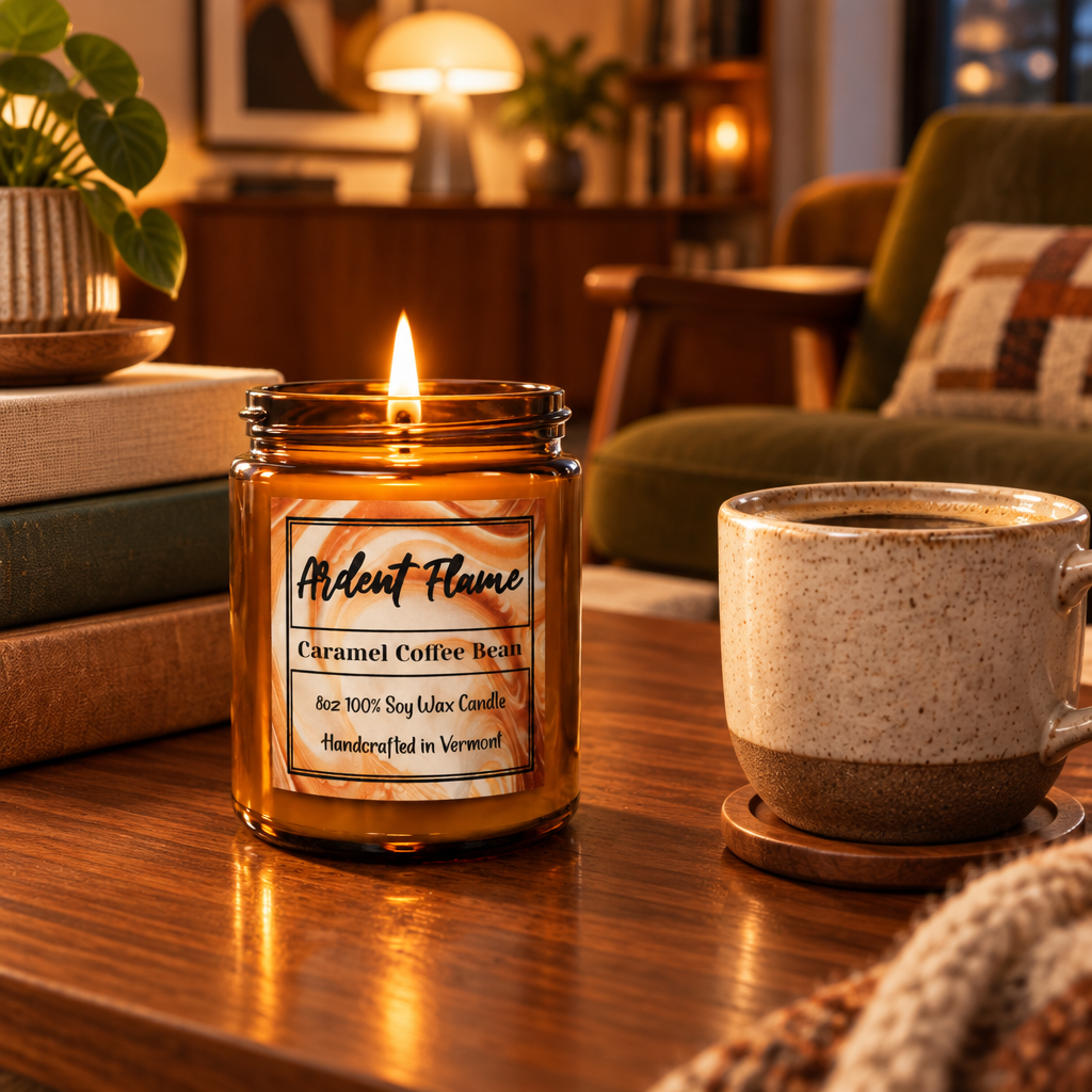 Caramel Coffee Bean Soy Wax Candle lifestyle photo 2