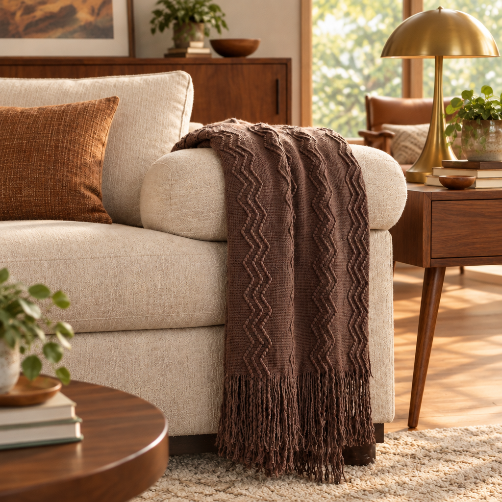 Chunky Knit Throw Blanket in Brown lifestyle photo 4