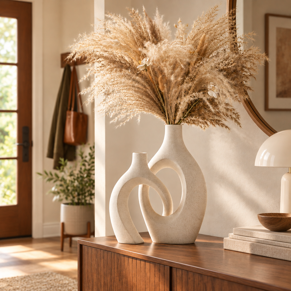 Cream White Hollow Ceramic Vase lifestyle photo 2