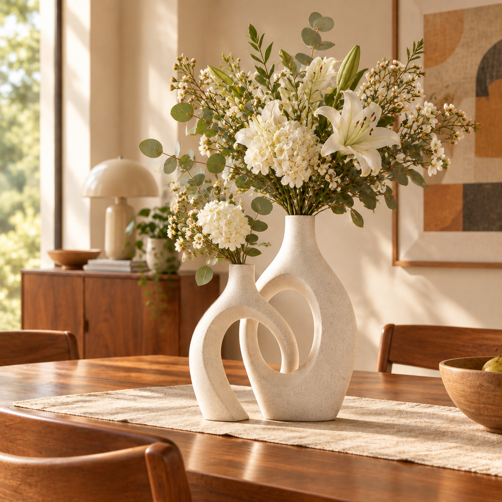 Cream White Hollow Ceramic Vase lifestyle photo 3