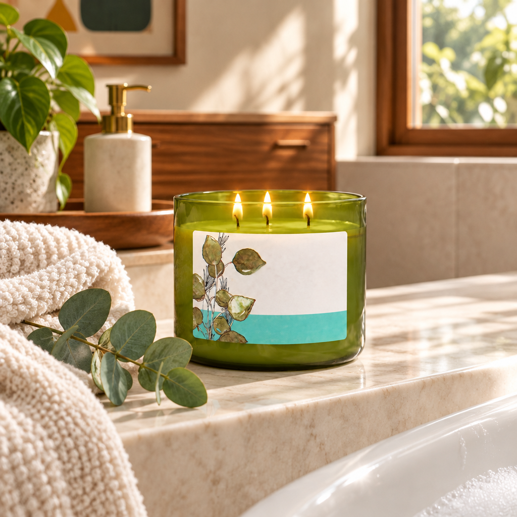 Eucalyptus Spearmint Three Wick Soy Candle lifestyle photo 3
