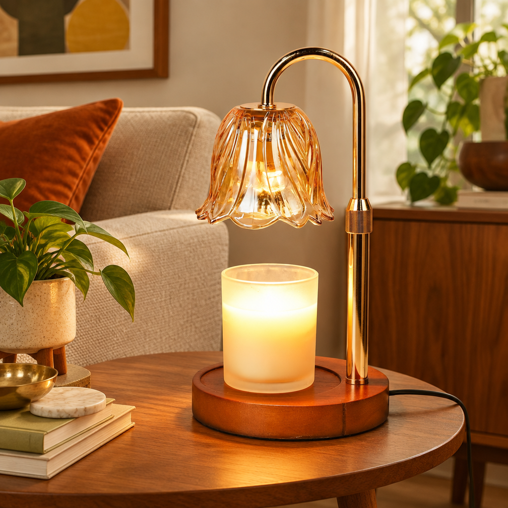 Gold Candle Warmer Lamp with Timer and Dimmer lifestyle photo 2