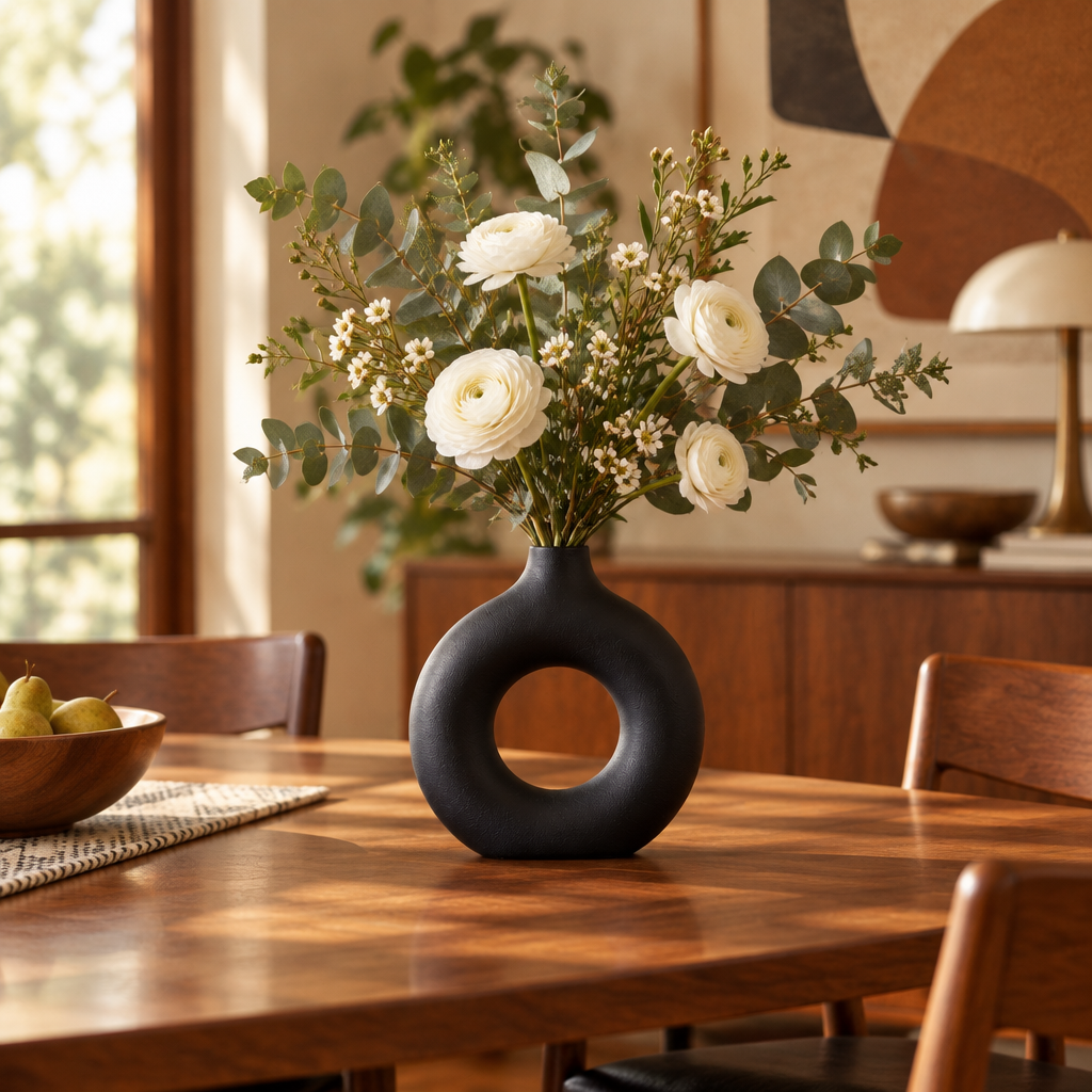 Matte Black Donut Vase lifestyle photo 3