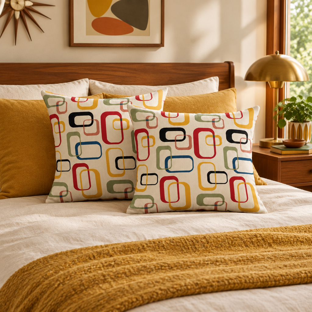 Mid Century Retro Throw Pillow Covers lifestyle photo 3