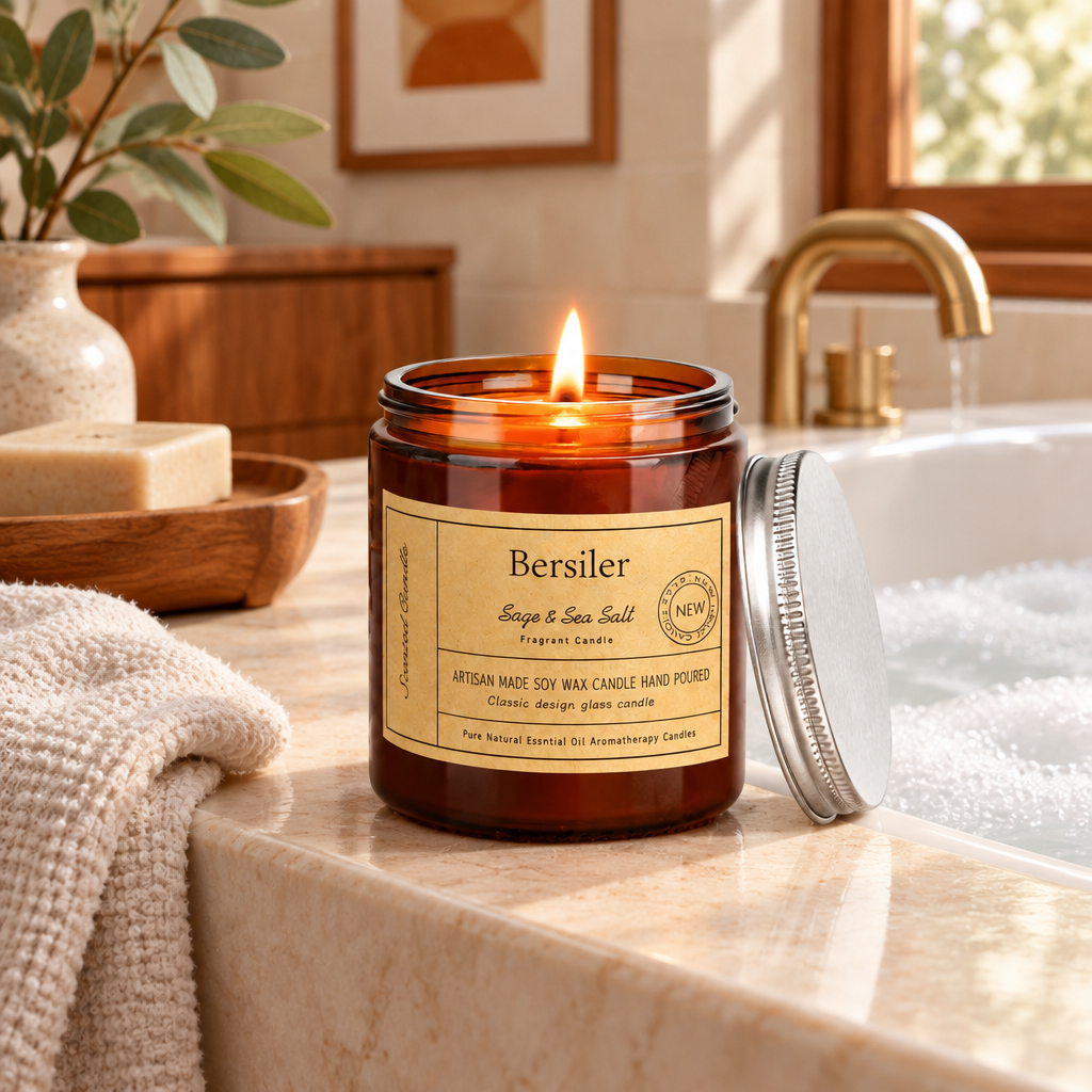 Sage and Sea Salt Soy Wax Candle lifestyle photo 3