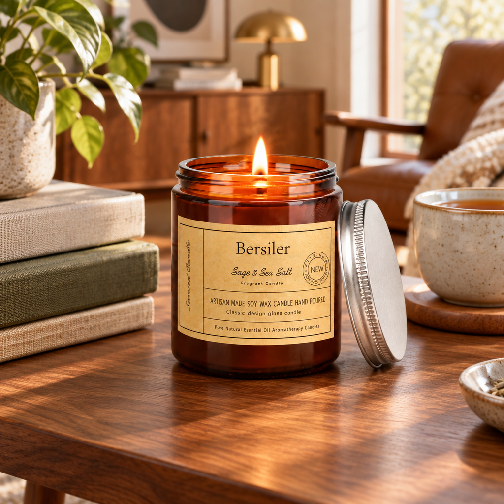 Sage and Sea Salt Soy Wax Candle lifestyle photo 2