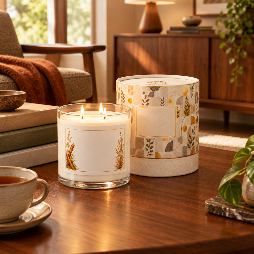 Santal and Vetiver Three Wick Scented Candle lifestyle photo 2
