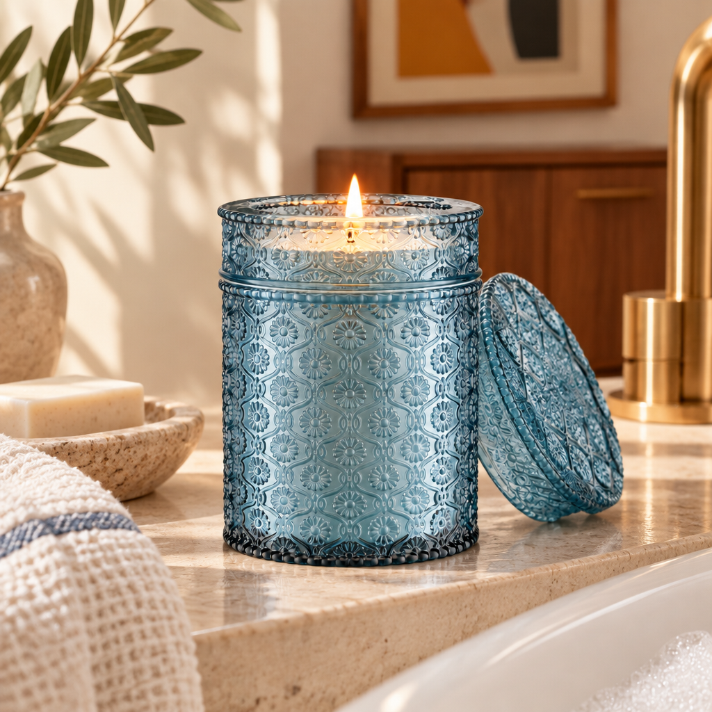 Santorini Salt Air Luxury Scented Candle lifestyle photo 3