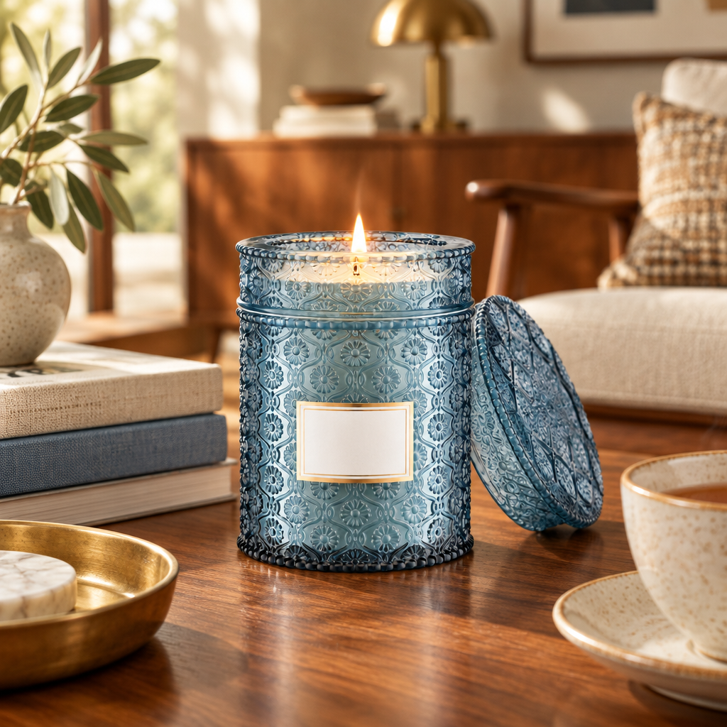 Santorini Salt Air Luxury Scented Candle lifestyle photo 2