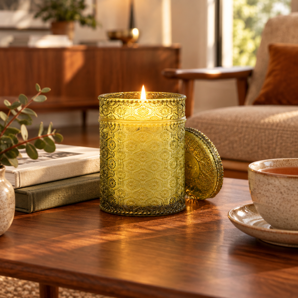 Starlit Golden Fir Luxury Scented Candle lifestyle photo 2