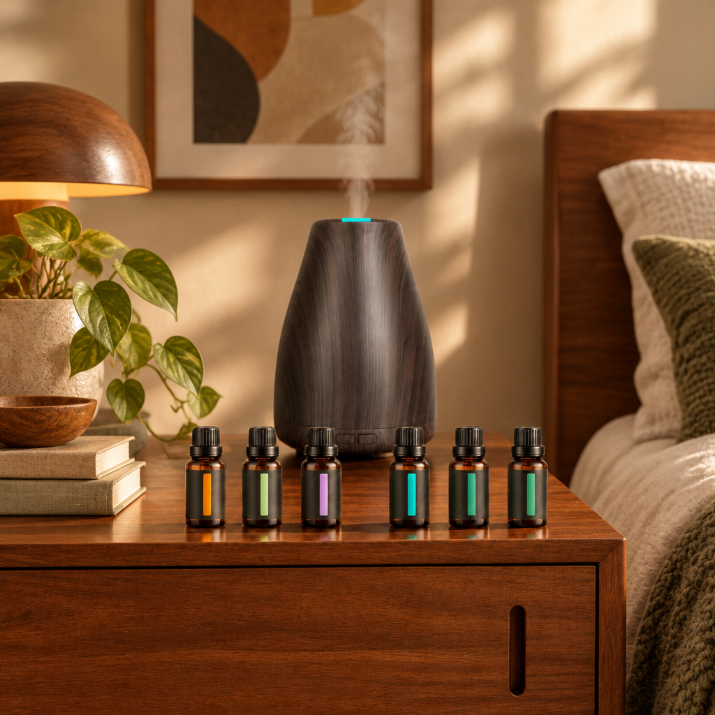 Wood Grain Aroma Diffuser with 6 Essential Oils lifestyle photo 2