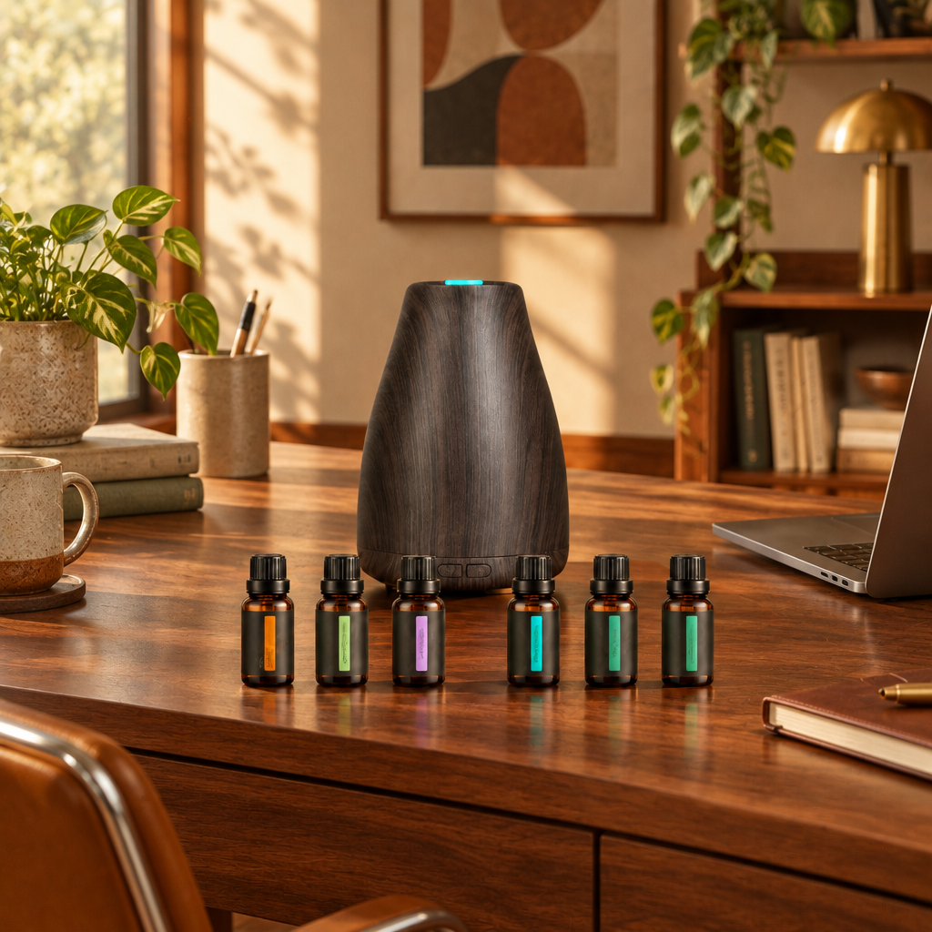 Wood Grain Aroma Diffuser with 6 Essential Oils lifestyle photo 4