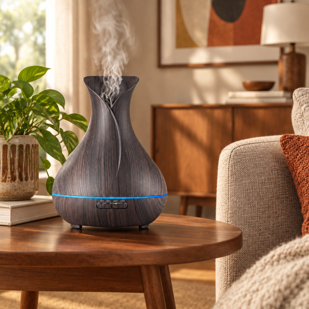 Wood Grain Ultrasonic Aroma Diffuser lifestyle photo 3