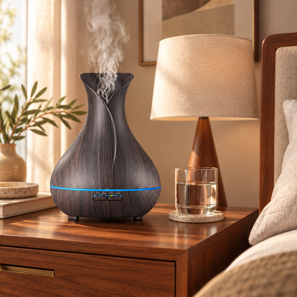 Wood Grain Ultrasonic Aroma Diffuser lifestyle photo 2