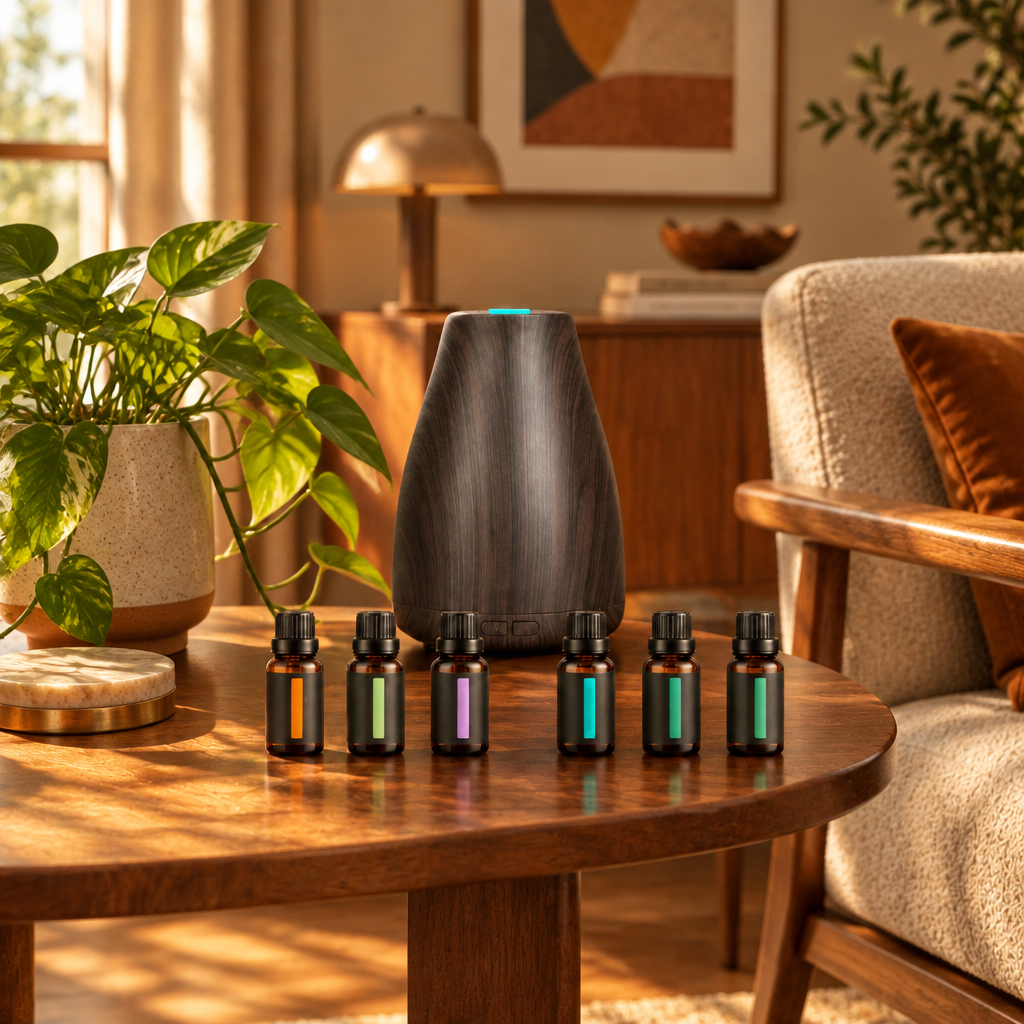 Wood Grain Aroma Diffuser with 6 Essential Oils lifestyle photo 3